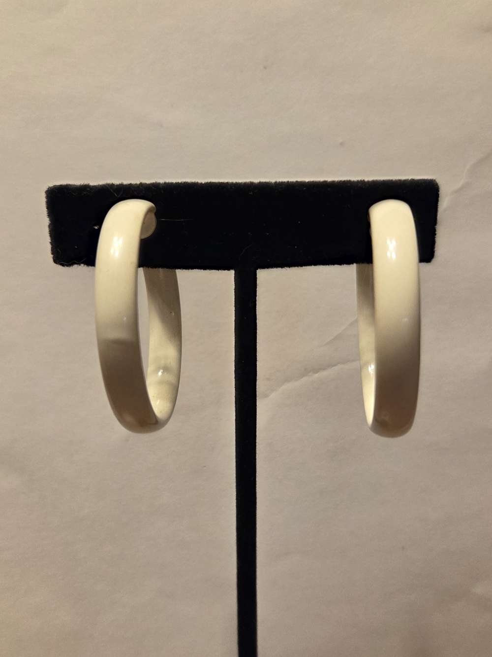 Vintage L.H. Segal California White Hoop Clip-On Earrings